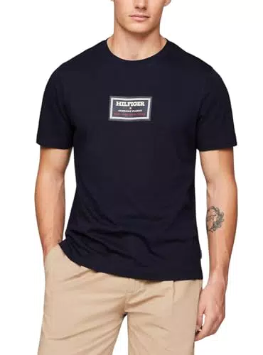 Tommy Hilfiger T-shirt Uomo Maniche Corte Label Print Scollo Rotondo