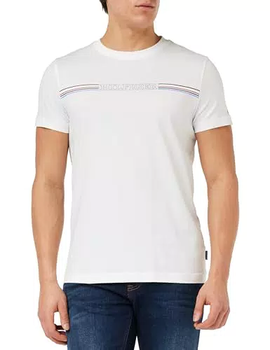 T-shirt Uomo Tommy Hilfiger a Righe con Maniche Corte