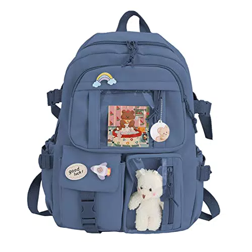 TSLBW Zaino Kawaii con Ciondolo e Accessori per Studenti Adolescenti