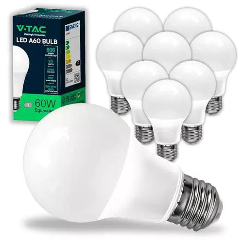 V-TAC Lampadine LED E27 8,5W A60 - 806 Lumen, Luce Bianca Fredda 6500K