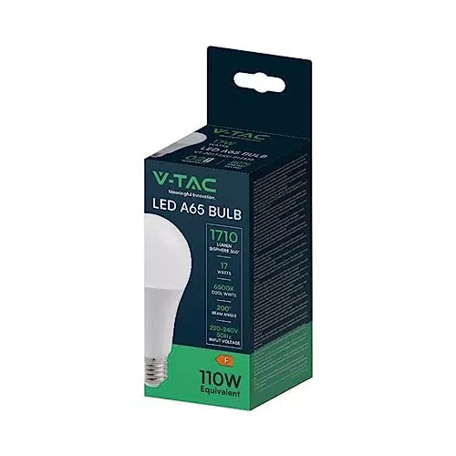 V-TAC Lampadina LED A65 Attacco E27 17W (Equivalente 110W) - 1710 Lumen - 6500K