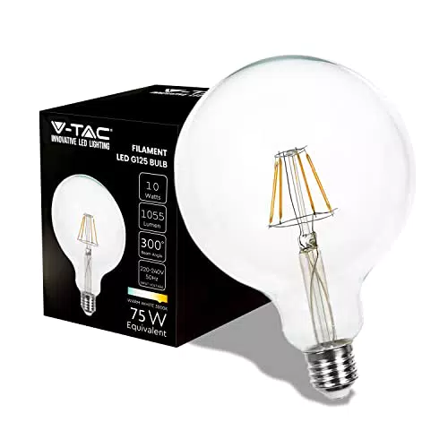 Lampadina LED Filamento Globo V-TAC con Chip Samsung E27-10W (75W) - 1055 Lumen - 3000K Bianca Calda