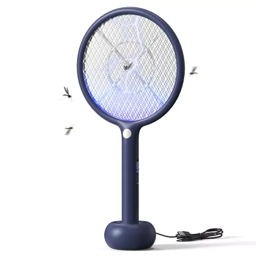 Vegrem Racchetta Elettrica per Zanzare 4000V con Lampada Attrattiva e Ricarica USB