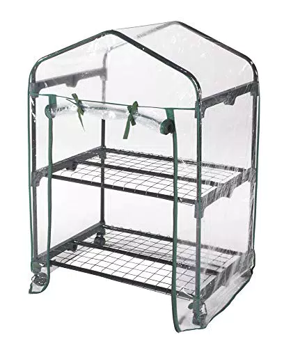 Serra Rettangolare con Ruote e Telo Trasparente in PVC per Giardino e Balcone