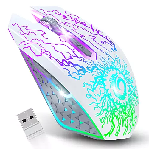 Mouse Gaming Wireless Ricaricabile VersionTECH con Luci RGB - Clic Silenzioso e DPI Regolabili