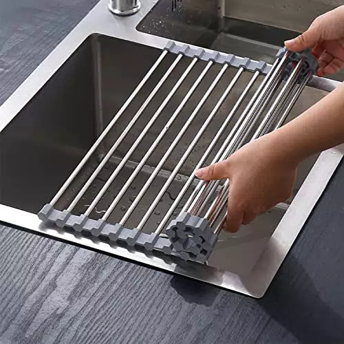 ViWaVee Scolapiatti Pieghevole in Acciaio Inossidabile per Cucina sopra il Lavello