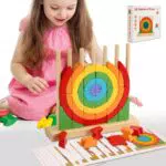 VORHOT Anelli Arcobaleno Puzzle in Legno - Giochi Educativi Montessori per Bambini