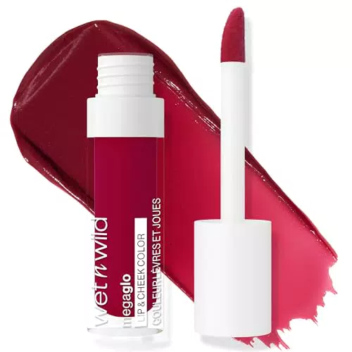 Wet n Wild Mega Glo Lip & Cheek Color - Blush per Labbra e Guance, Finish Soft Matte - Berry Truth