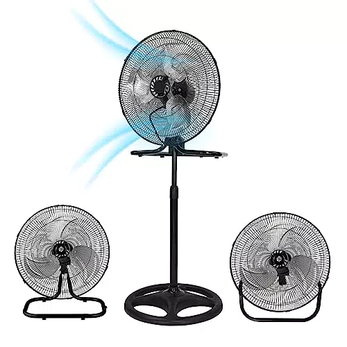 Ventilatore Wintem 3 in 1: Piantana, Tavolo, Parete - Tre Velocità per Comfort Ottimale