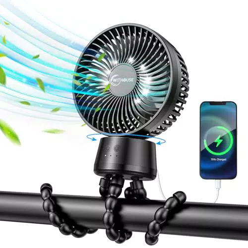 Ventilatore Portatile Ricaricabile con Luce Notturna LED - 3 Velocità