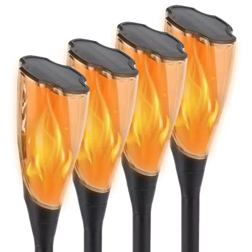 ZWOOS Torce Solari con Fiamma Tremolante per Esterni - Illuminazione Giardino IP65