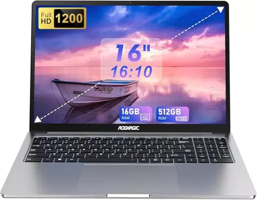 ACEMAGIC PC Portatile 16" Full HD, 16GB RAM, 512GB SSD, Alder Lake-N95, Windows 11