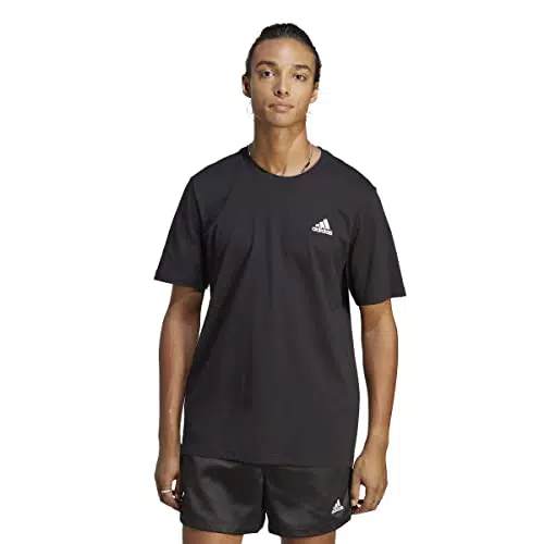 Adidas Essentials T-shirt con Logo Ricamato a Manica Corta.