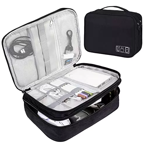 AiQInu Organizer Cavi Portatile 2 Strati Resistente all'Acqua per Viaggi