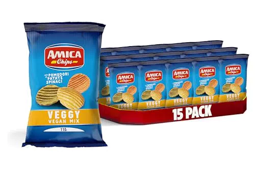 AMICA Chips Vegane - Mix di Patatine con Pomodori e Spinaci