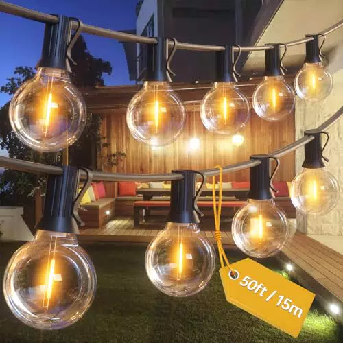 Aourow Catena Luminosa Esterno 15M con Lampadine E12 G40 per Decorazioni Feste