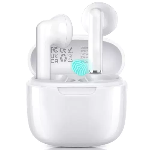 AsiceSound Cuffie Bluetooth 5.3 In-Ear HD Stereo con Microfono e Funzione Touch