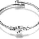Aurstore Bracciale a cavo in acciaio inossidabile 316L, regolabile e personalizzabile