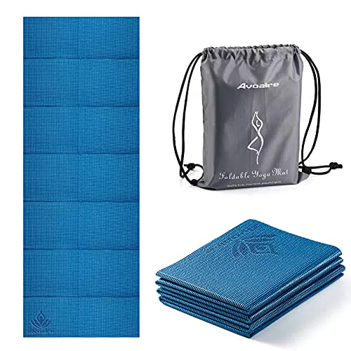 Avoalre Tappetino Yoga Antiscivolo Pieghevole, Tappetino Yoga Antiscivolo in PVC Spesso 5 mm Facile da Piegare per Fitness Yoga Esercizio Pilates Sport