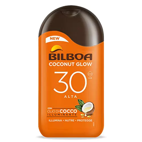 Bilboa Latte Solare Coconut Glow SPF 30 - Crema Solare Leggera e Resistente all'Acqua