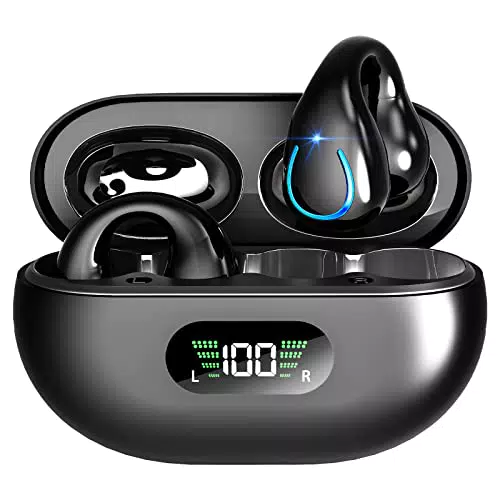 Cuffie Bluetooth 5.3 Open Ear con Display LED e Microfono HD, Impermeabili IP7