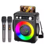BONAOK Macchina Karaoke Bluetooth con Microfoni e Effetto Luci per Party