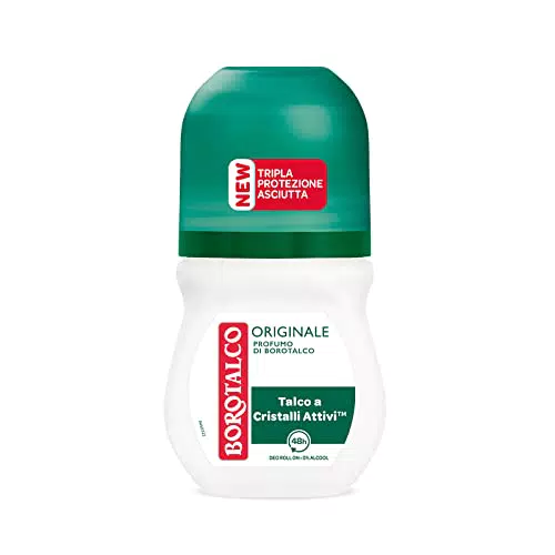 Borotalco Deodorante Uomo Roll On Asciutto Originale, Formula Senza Alcool