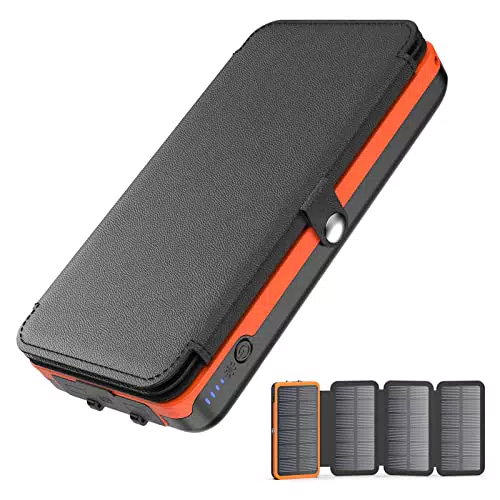 BRENCHIL Caricabatterie Solare Power Bank 27000mAh con Ricarica Rapida e Torcia
