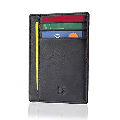Bronzi Portafoglio Slim Elegante con Blocco RFID in Pelle - Design Italiano