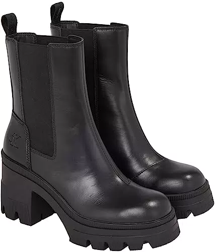 Calvin Klein Stivaletto Chunky Heeled Chelsea Boot Donna in Pelle