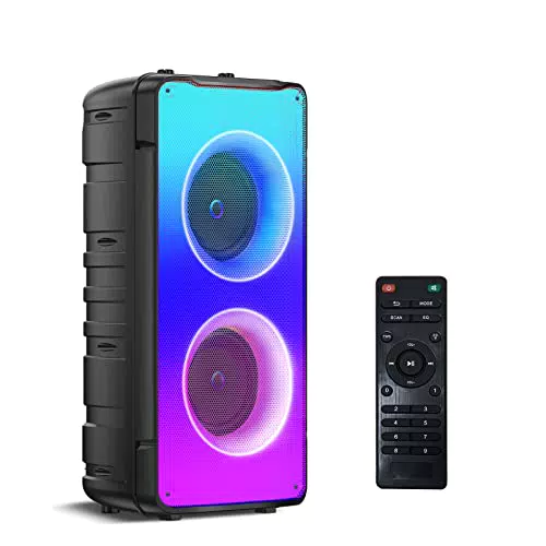 Cassa Bluetooth 60W - Altoparlante stereo wireless portatile con luci e batteria 10000 mAh