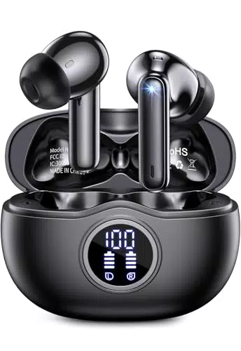 Cuffie Bluetooth 5.3 Stereo con Display LED e 4 Microfoni, Impermeabili IP7