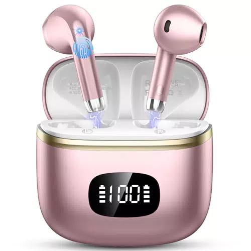 Cuffie Bluetooth 5.3 HiFi con Cancellazione Rumore e Touch Control, IPX7