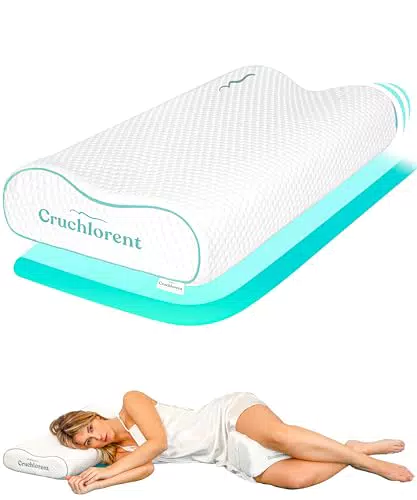 Cuscino Cervicale Memory Foam Ortopedico a Doppia Onda per Dormire Comfortevole
