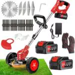 Decespugliatore a Batteria 21V con Lame e Ruote Rimovibili per Giardino