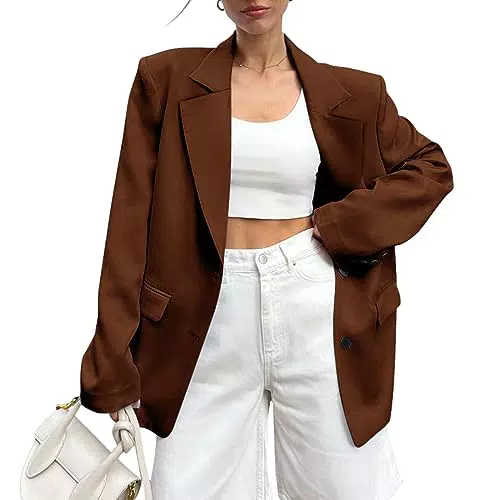 Dilgul Blazer Elegante da Donna con Tasca e Bottoni