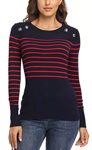 Dilgul Maglione Donna Manica Lunga a Righe Elegante Casual in Maglia