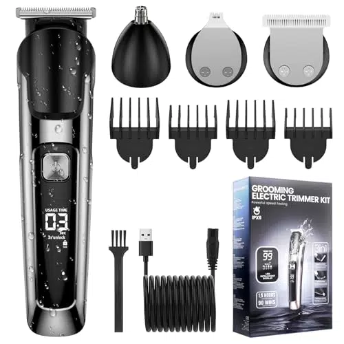 Elestyle Regolabarba Uomo Ricaricabile, Rasoio Elettrico Wet&Dry 5 in 1
