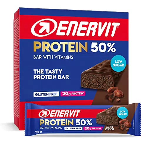Enervit Protein Bar 50% Dark Choco - Barrette Proteiche Senza Glutine, Low Sugar