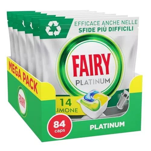 Fairy Platinum Detersivo Lavastoviglie con Sistema di Prelavaggio Integrato