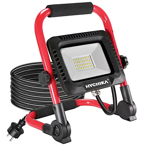 HYCHIKA Faretto da Cantiere 30W LED IP65 Impermeabile per Esterni, Rotazione 360°
