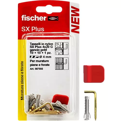 Fischer Ganci Appendi Quadri con Tassellini e Clip di Fissaggio per Cornici Pesanti