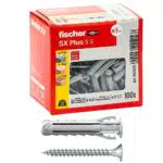 Fischer Tasselli SX Plus con Vite 5x25 mm per Fissaggio su Muro e Calcestruzzo