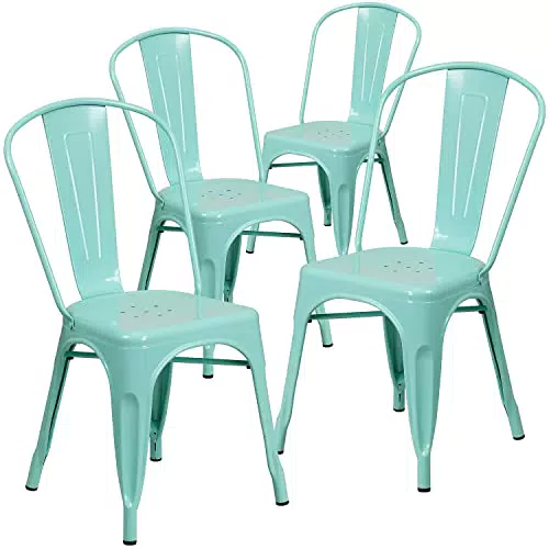 Flash Furniture Blake Sedia impilabile in metallo per interni ed esterni