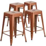 Flash Furniture Sgabello da Banco in Metallo e Plastica