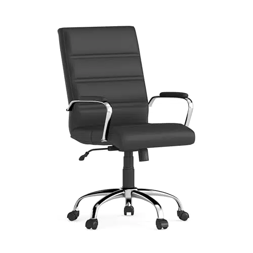 Flash Furniture Sedia direzionale ergonomica in pelle con braccioli cromati