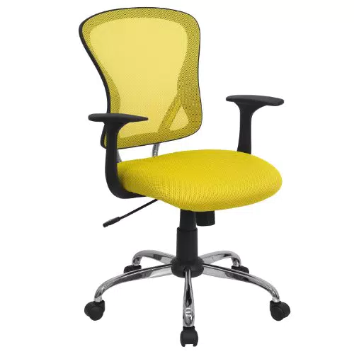 Flash Furniture Sedia Girevole con Schienale Medio e Base in Metallo Cromato
