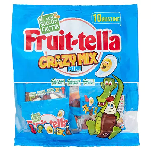Fruittella Crazy Mix - Caramelle Gommose al Succo di Frutta, Senza Glutine