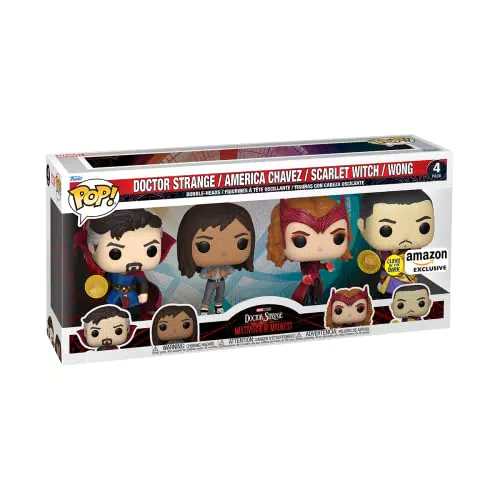 Funko Pop Marvel: America Chavez, Scarlet Witch, Wong e Doctor Strange - Esclusiva Amazon