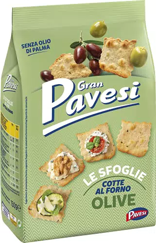 Gran Pavesi Cracker Le Sfoglie alle Olive, Cotti al Forno, Senza Olio di Palma